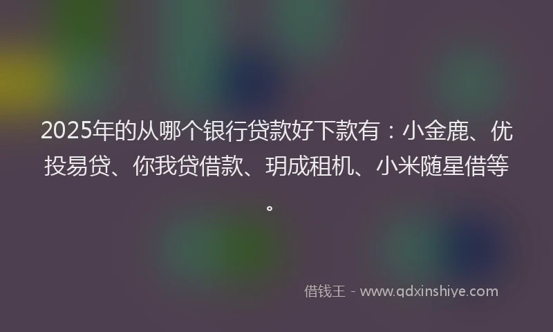 2025年的从哪个银行贷款好下款有：小金鹿、优投易贷、你我贷借款、玥成租机、小米随星借等。