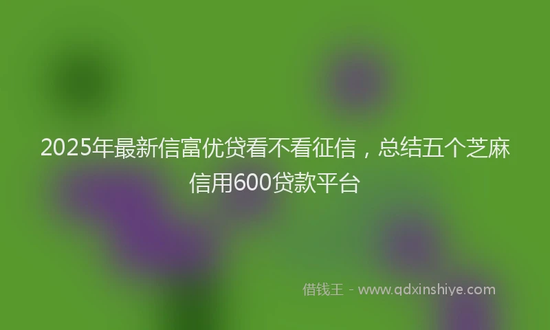 2025年最新信富优贷看不看征信，总结五个芝麻信用600贷款平台