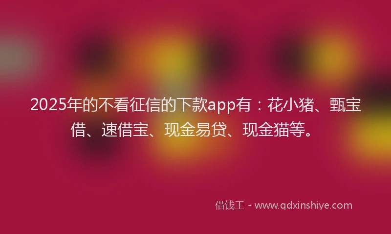 2025年的不看征信的下款app有：花小猪、甄宝借、速借宝、现金易贷、现金猫等。