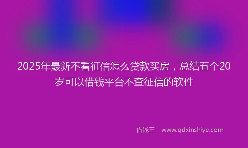 2025年最新不看征信怎么贷款买房，总结五个20岁可以借钱平台不查征信的软件
