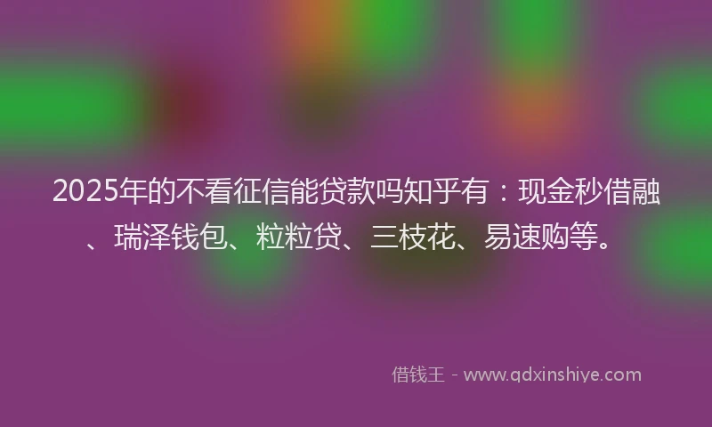 2025年的不看征信能贷款吗知乎有：现金秒借融、瑞泽钱包、粒粒贷、三枝花、易速购等。