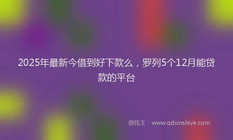 2025年最新今借到好下款么，罗列5个12月能贷款的平台