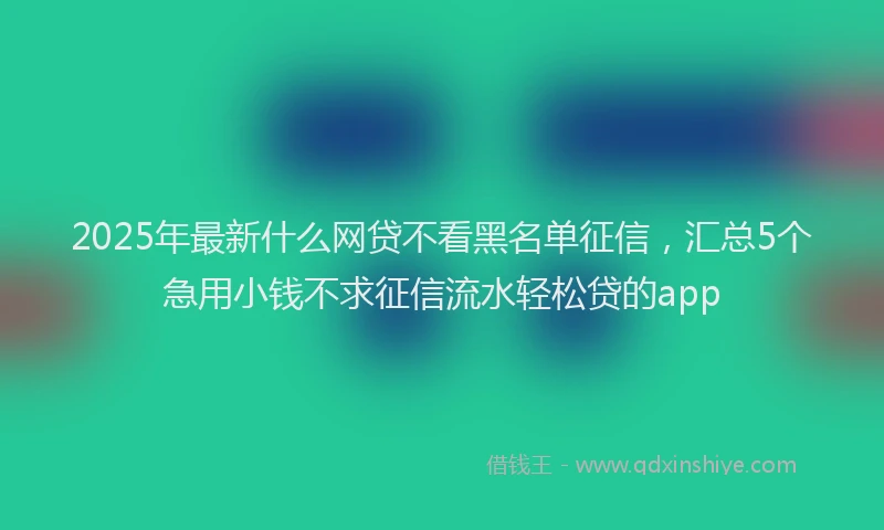 2025年最新什么网贷不看黑名单征信，汇总5个急用小钱不求征信流水轻松贷的app