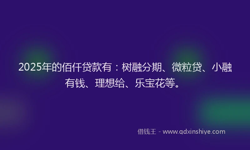 2025年的佰仟贷款有：树融分期、微粒贷、小融有钱、理想给、乐宝花等。