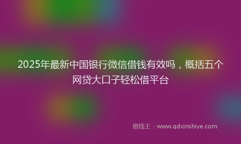 2025年最新中国银行微信借钱有效吗，概括五个网贷大口子轻松借平台