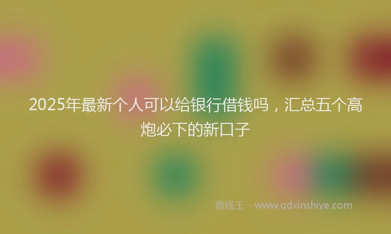 2025年最新个人可以给银行借钱吗，汇总五个高炮必下的新口子