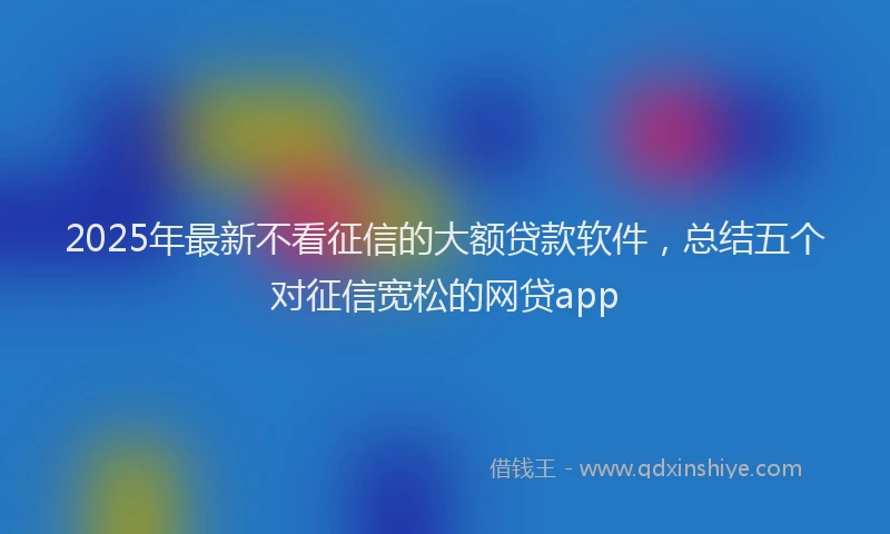 2025年最新不看征信的大额贷款软件，总结五个对征信宽松的网贷app