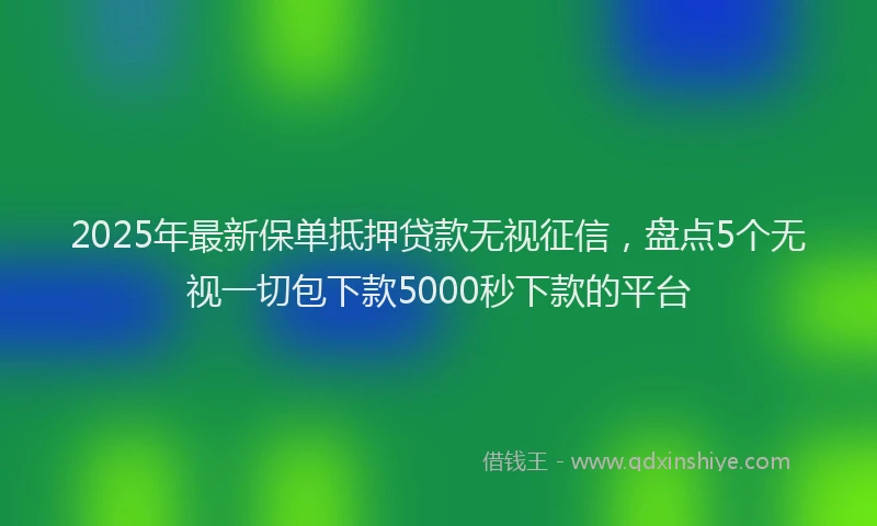 2025年最新保单抵押贷款无视征信，盘点5个无视一切包下款5000秒下款的平台