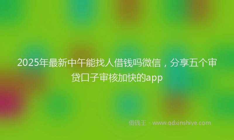 2025年最新中午能找人借钱吗微信，分享五个审贷口子审核加快的app