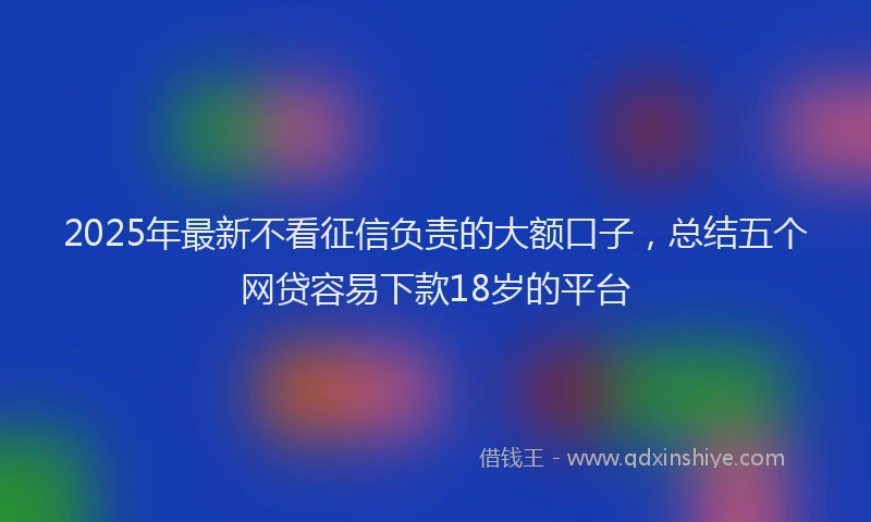 2025年最新不看征信负责的大额口子，总结五个网贷容易下款18岁的平台