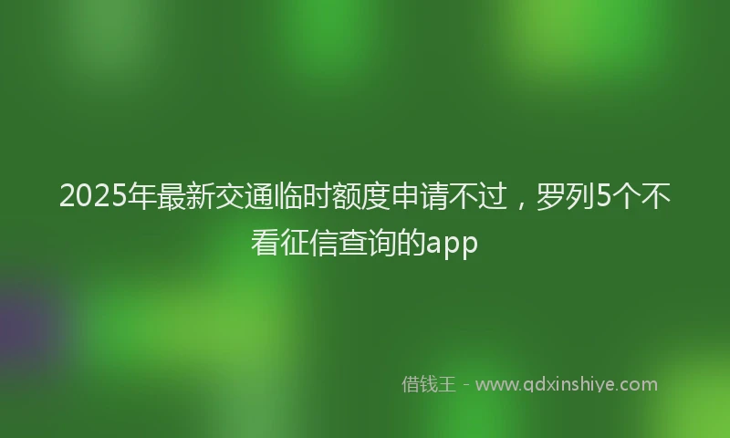 2025年最新交通临时额度申请不过，罗列5个不看征信查询的app