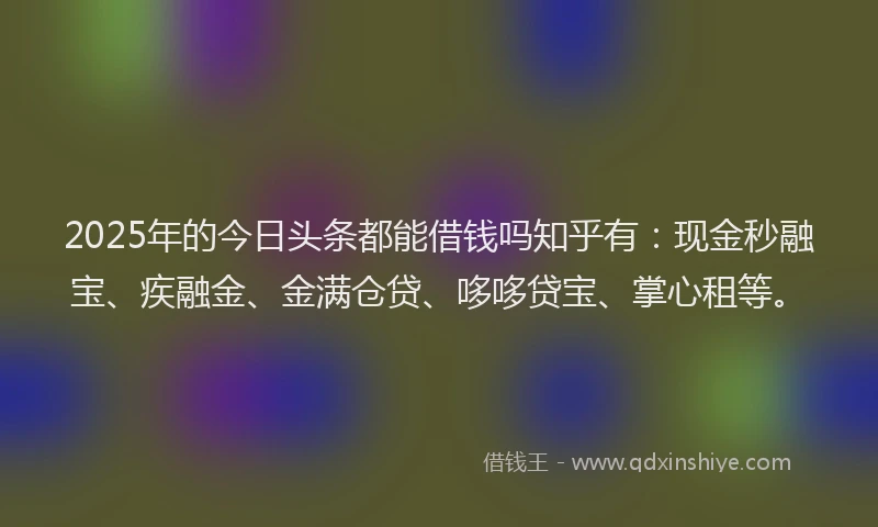 2025年的今日头条都能借钱吗知乎有：现金秒融宝、疾融金、金满仓贷、哆哆贷宝、掌心租等。