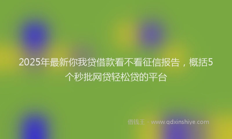 2025年最新你我贷借款看不看征信报告，概括5个秒批网贷轻松贷的平台