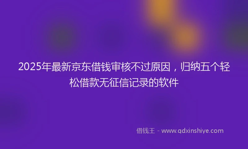 2025年最新京东借钱审核不过原因，归纳五个轻松借款无征信记录的软件