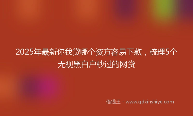 2025年最新你我贷哪个资方容易下款，梳理5个无视黑白户秒过的网贷