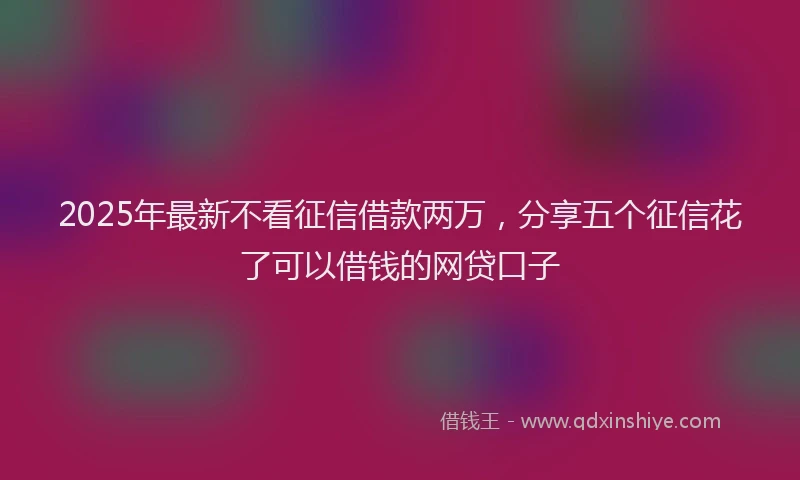 2025年最新不看征信借款两万，分享五个征信花了可以借钱的网贷口子