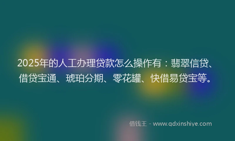2025年的人工办理贷款怎么操作有：翡翠信贷、借贷宝通、琥珀分期、零花罐、快借易贷宝等。