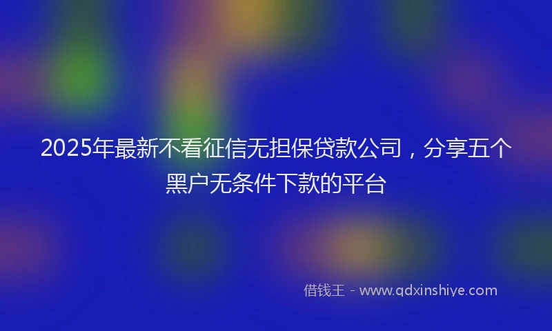 2025年最新不看征信无担保贷款公司，分享五个黑户无条件下款的平台