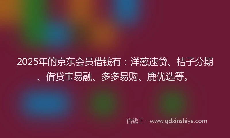 2025年的京东会员借钱有：洋葱速贷、桔子分期、借贷宝易融、多多易购、鹿优选等。