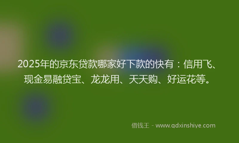 2025年的京东贷款哪家好下款的快有：信用飞、现金易融贷宝、龙龙用、天天购、好运花等。