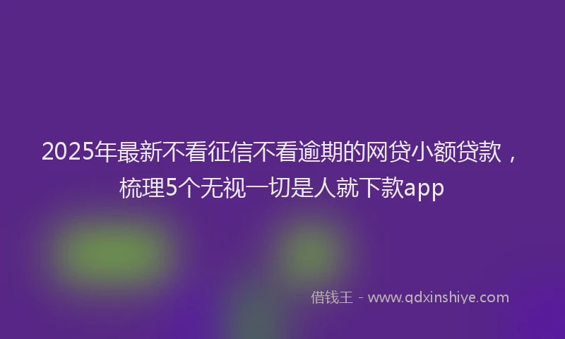 2025年最新不看征信不看逾期的网贷小额贷款，梳理5个无视一切是人就下款app
