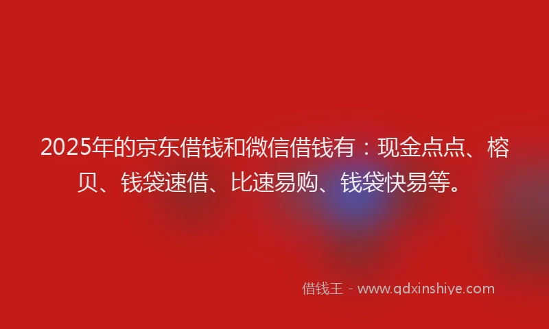2025年的京东借钱和微信借钱有：现金点点、榕贝、钱袋速借、比速易购、钱袋快易等。