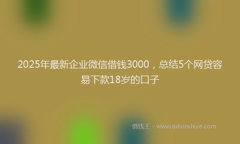 2025年最新企业微信借钱3000，总结5个网贷容易下款18岁的口子