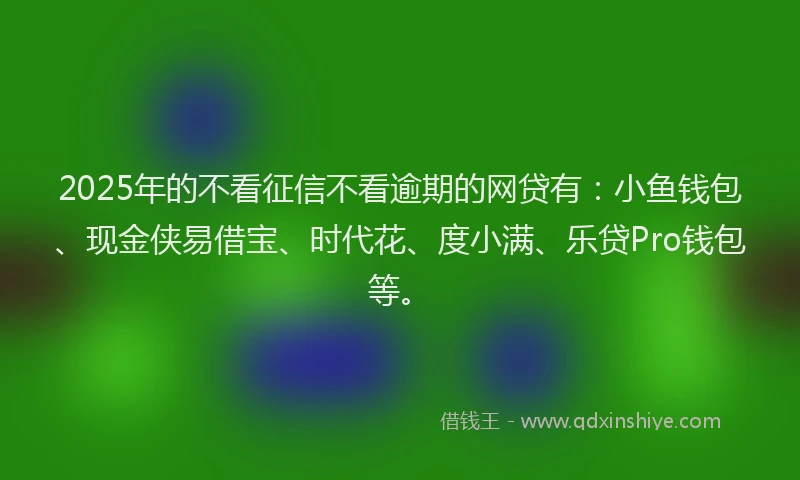 2025年的不看征信不看逾期的网贷有：小鱼钱包、现金侠易借宝、时代花、度小满、乐贷Pro钱包等。
