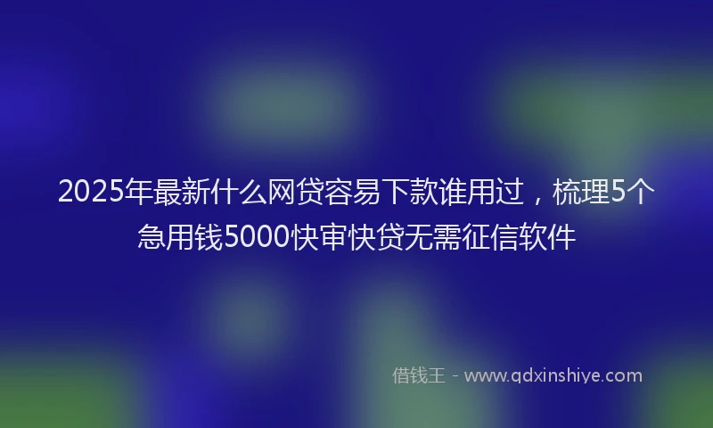 2025年最新什么网贷容易下款谁用过，梳理5个急用钱5000快审快贷无需征信软件