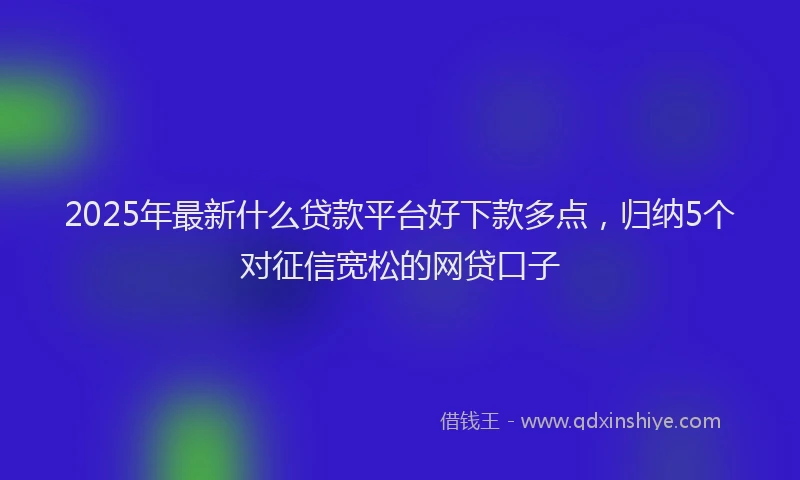2025年最新什么贷款平台好下款多点，归纳5个对征信宽松的网贷口子