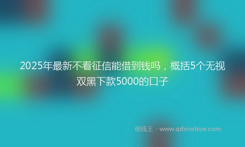 2025年最新不看征信能借到钱吗，概括5个无视双黑下款5000的口子