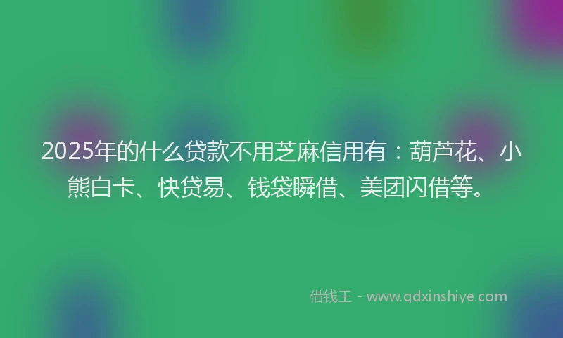 2025年的什么贷款不用芝麻信用有：葫芦花、小熊白卡、快贷易、钱袋瞬借、美团闪借等。