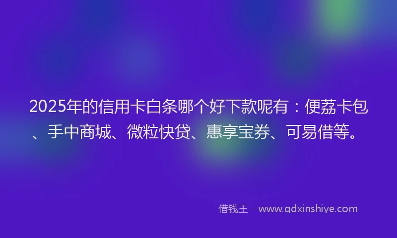 2025年的信用卡白条哪个好下款呢有：便荔卡包、手中商城、微粒快贷、惠享宝券、可易借等。