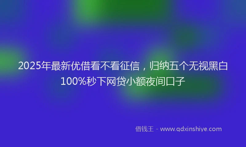 2025年最新优借看不看征信，归纳五个无视黑白100%秒下网贷小额夜间口子