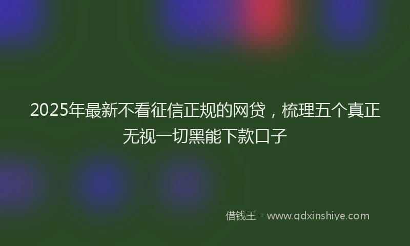 2025年最新不看征信正规的网贷，梳理五个真正无视一切黑能下款口子