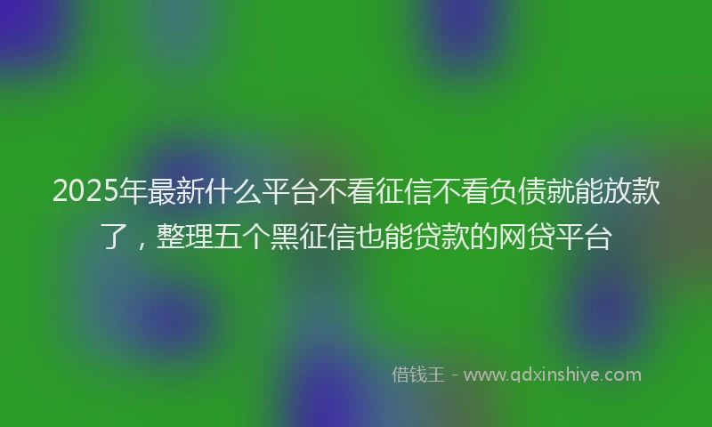 2025年最新什么平台不看征信不看负债就能放款了，整理五个黑征信也能贷款的网贷平台