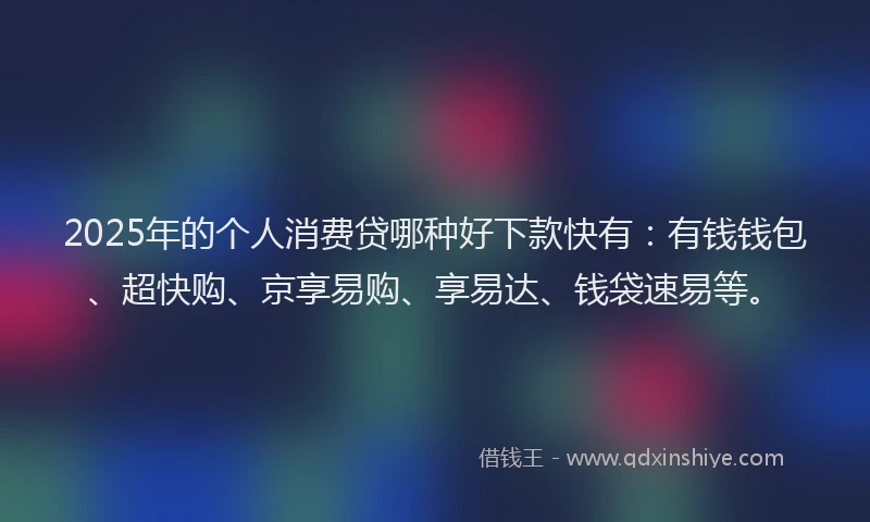 2025年的个人消费贷哪种好下款快有：有钱钱包、超快购、京享易购、享易达、钱袋速易等。