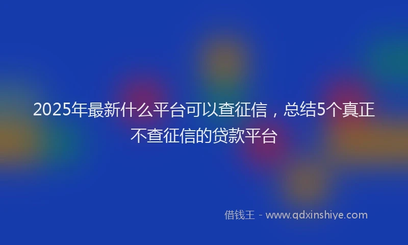 2025年最新什么平台可以查征信，总结5个真正不查征信的贷款平台