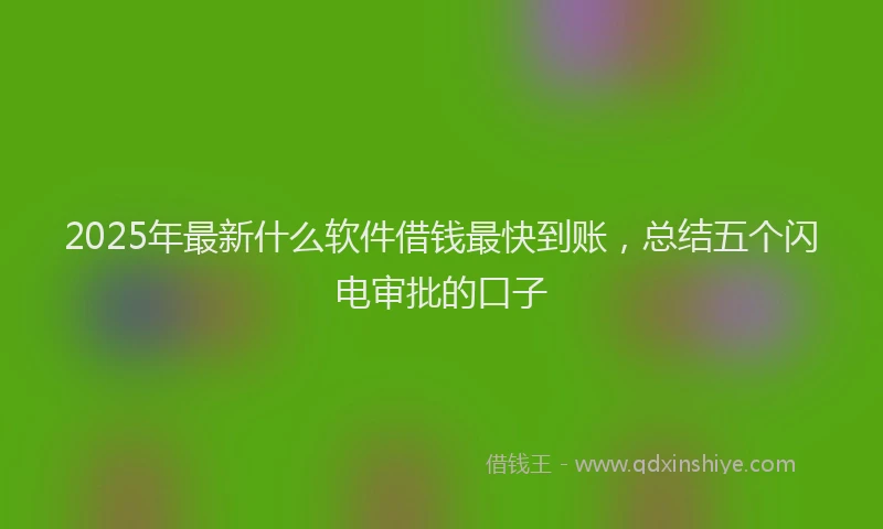 2025年最新什么软件借钱最快到账，总结五个闪电审批的口子