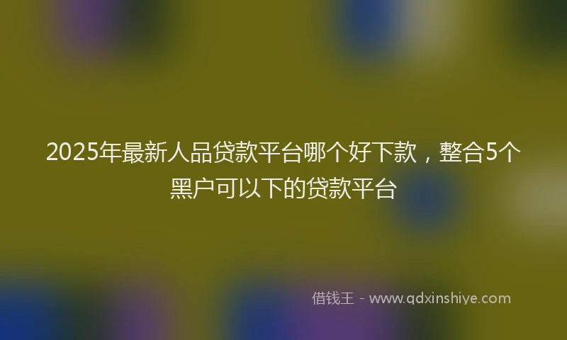 2025年最新人品贷款平台哪个好下款，整合5个黑户可以下的贷款平台