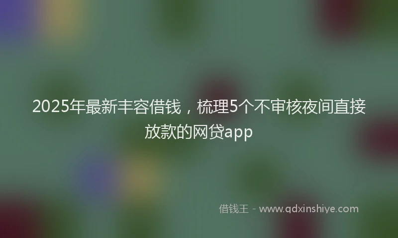 2025年最新丰容借钱，梳理5个不审核夜间直接放款的网贷app