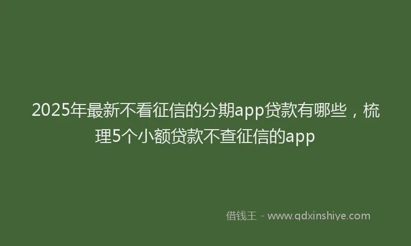 2025年最新不看征信的分期app贷款有哪些，梳理5个小额贷款不查征信的app