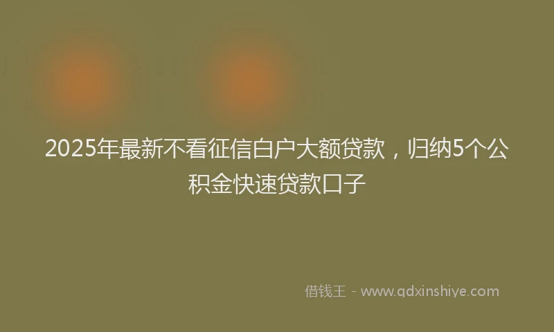 2025年最新不看征信白户大额贷款，归纳5个公积金快速贷款口子