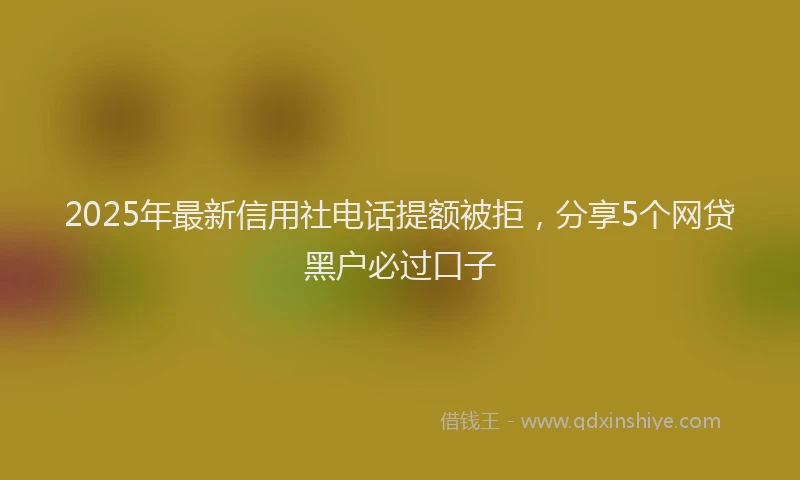 2025年最新信用社电话提额被拒，分享5个网贷黑户必过口子