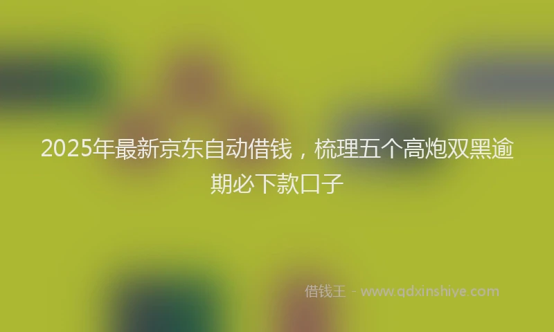 2025年最新京东自动借钱，梳理五个高炮双黑逾期必下款口子