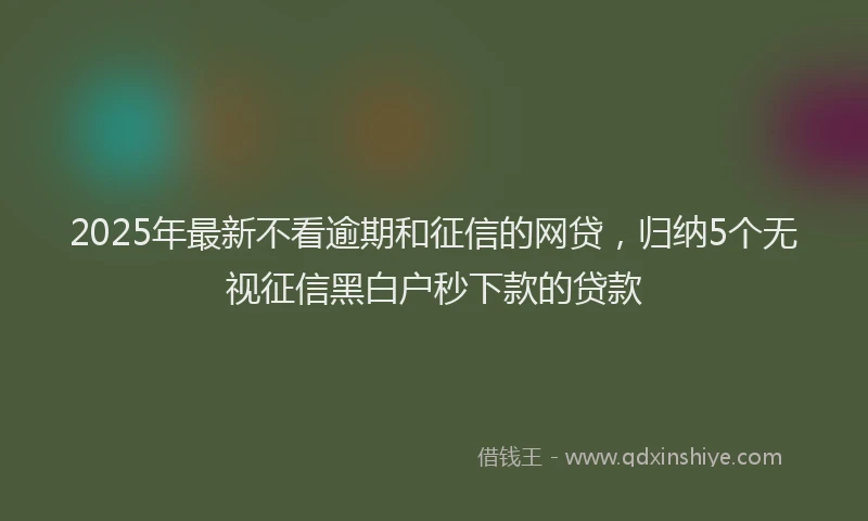 2025年最新不看逾期和征信的网贷，归纳5个无视征信黑白户秒下款的贷款