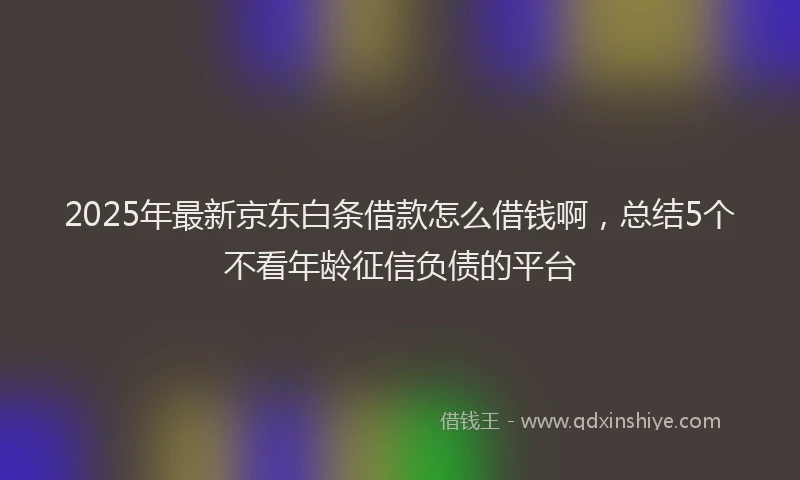 2025年最新京东白条借款怎么借钱啊，总结5个不看年龄征信负债的平台