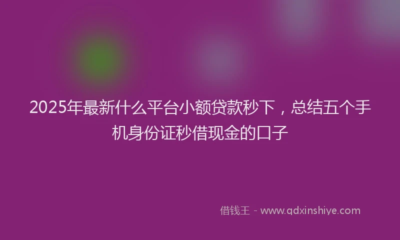 2025年最新什么平台小额贷款秒下，总结五个手机身份证秒借现金的口子