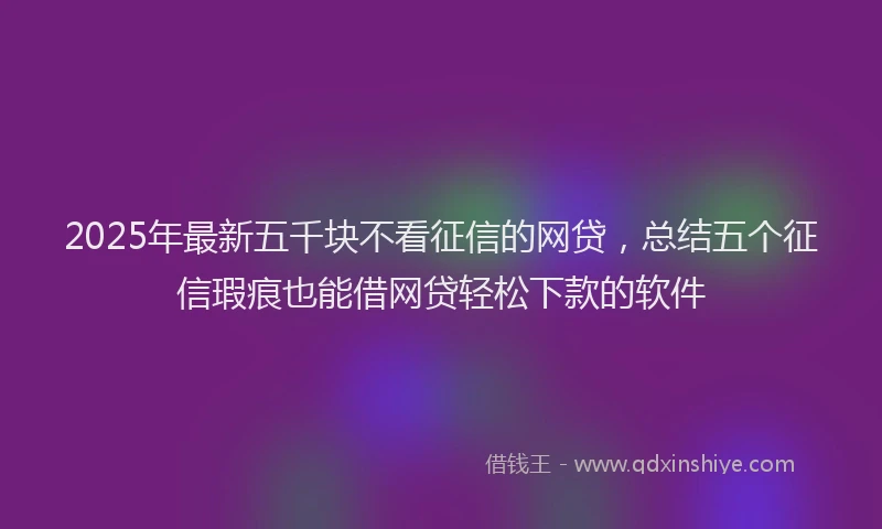 2025年最新五千块不看征信的网贷，总结五个征信瑕疵也能借网贷轻松下款的软件