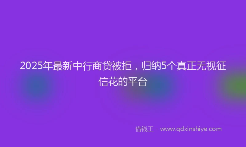 2025年最新中行商贷被拒，归纳5个真正无视征信花的平台